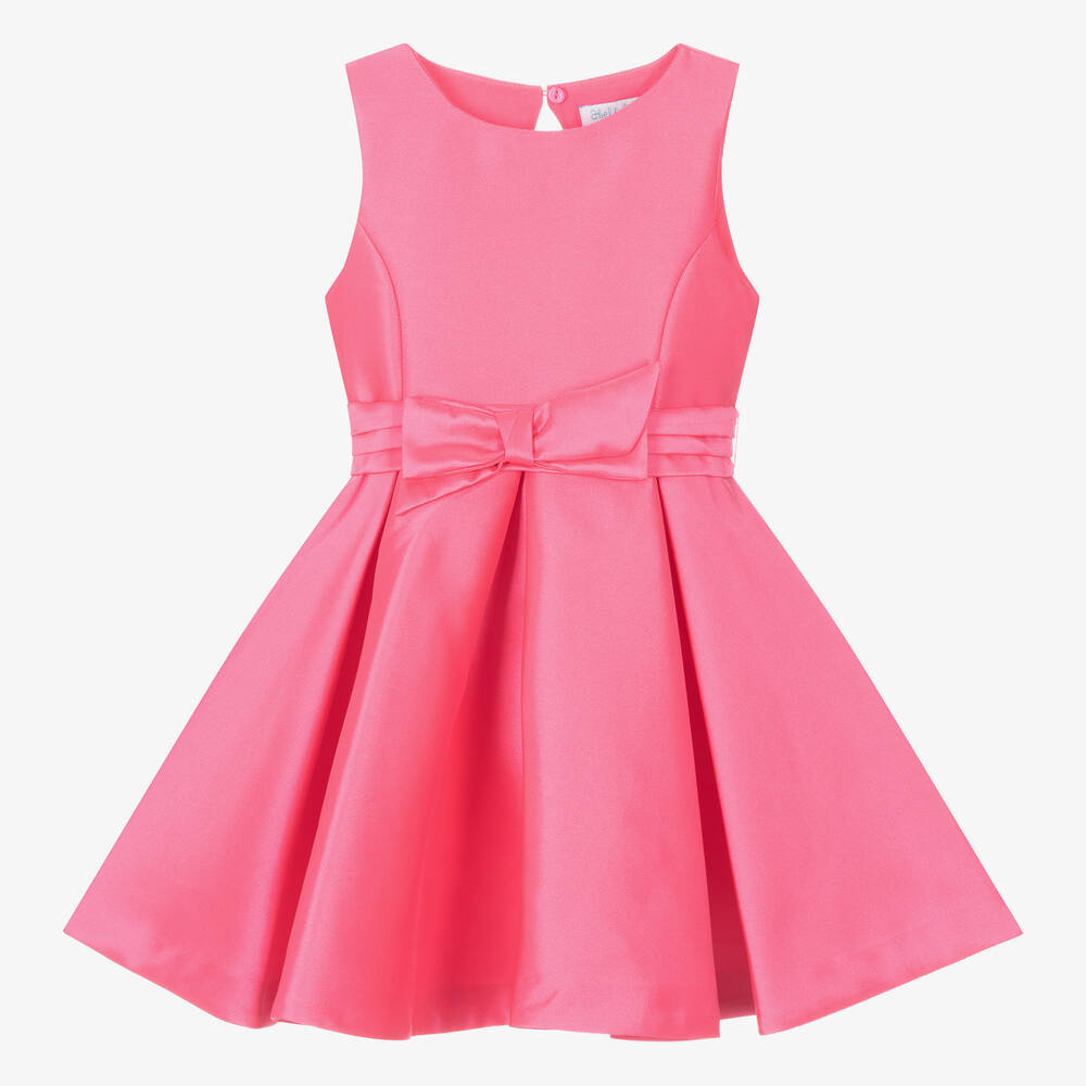 Abel & Lula - Girls Pink Satin Twill Dress | Childrensalon