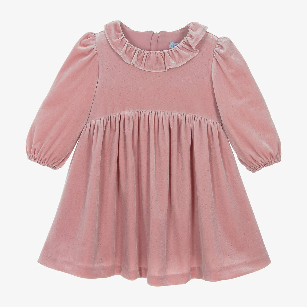 Abel & Lula - Girls Pink Velvet Sparkle Dress | Childrensalon