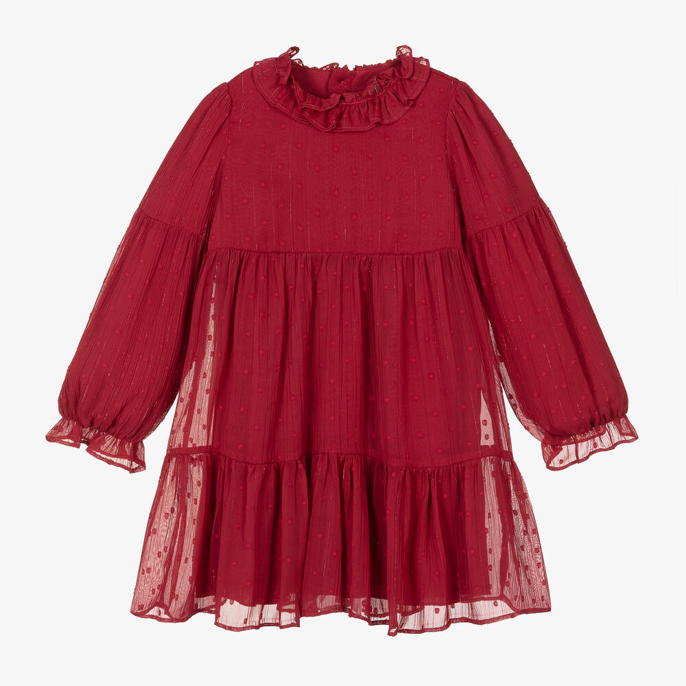 Abel & Lula Kids' Girls Red Chiffon Dress