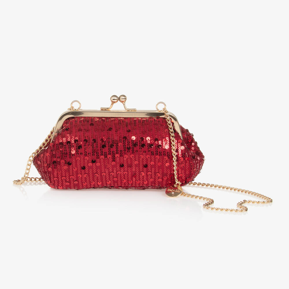 Abel & Lula - Girls Red Sequin Handbag (18cm) | Childrensalon