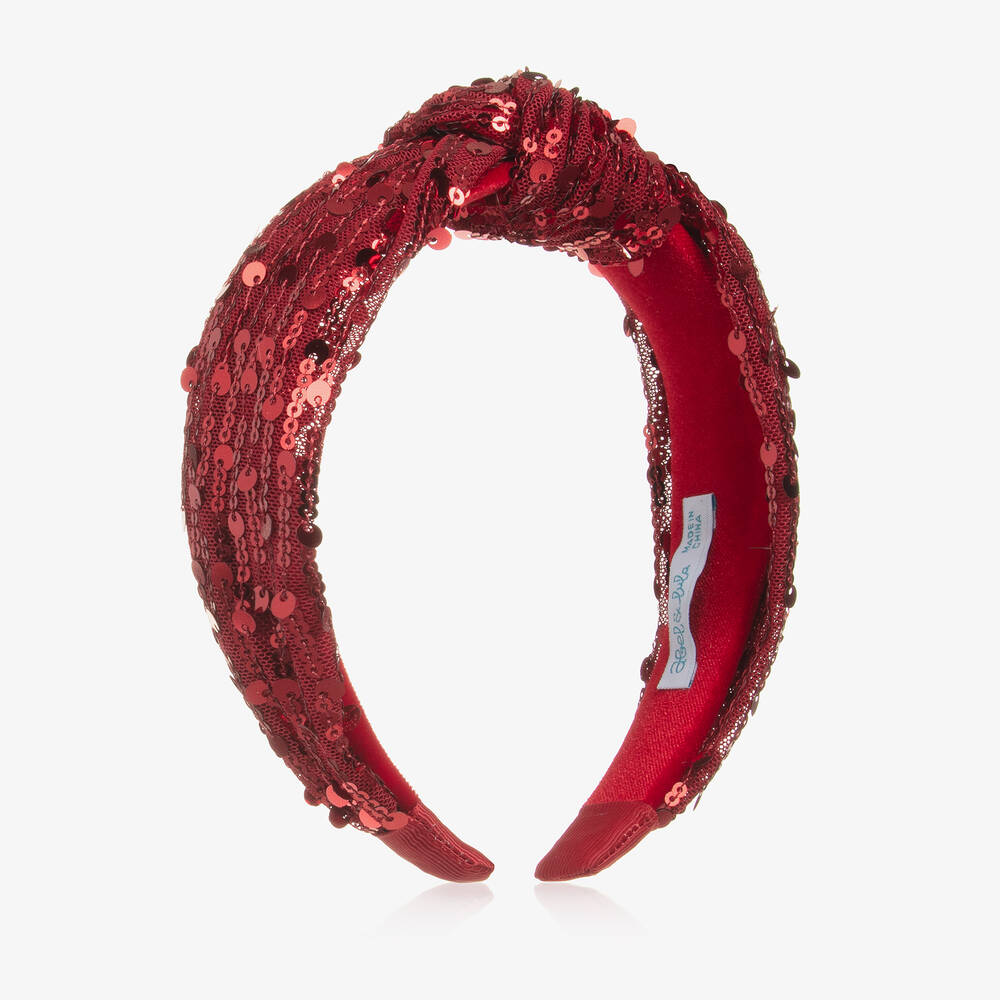 Abel & Lula - Girls Red Sequin & Tulle Hairband | Childrensalon