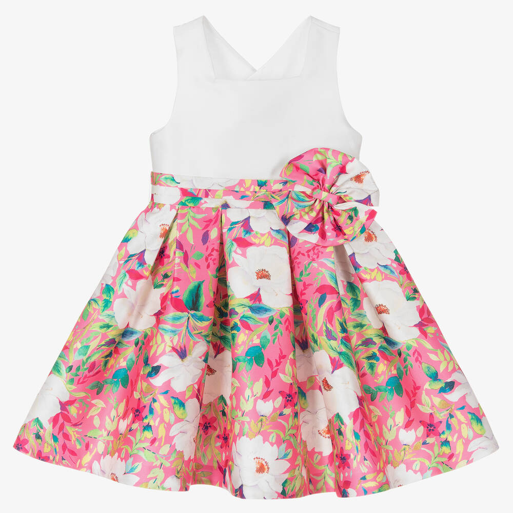 Abel & Lula Babies' Girls White & Pink Floral Dress