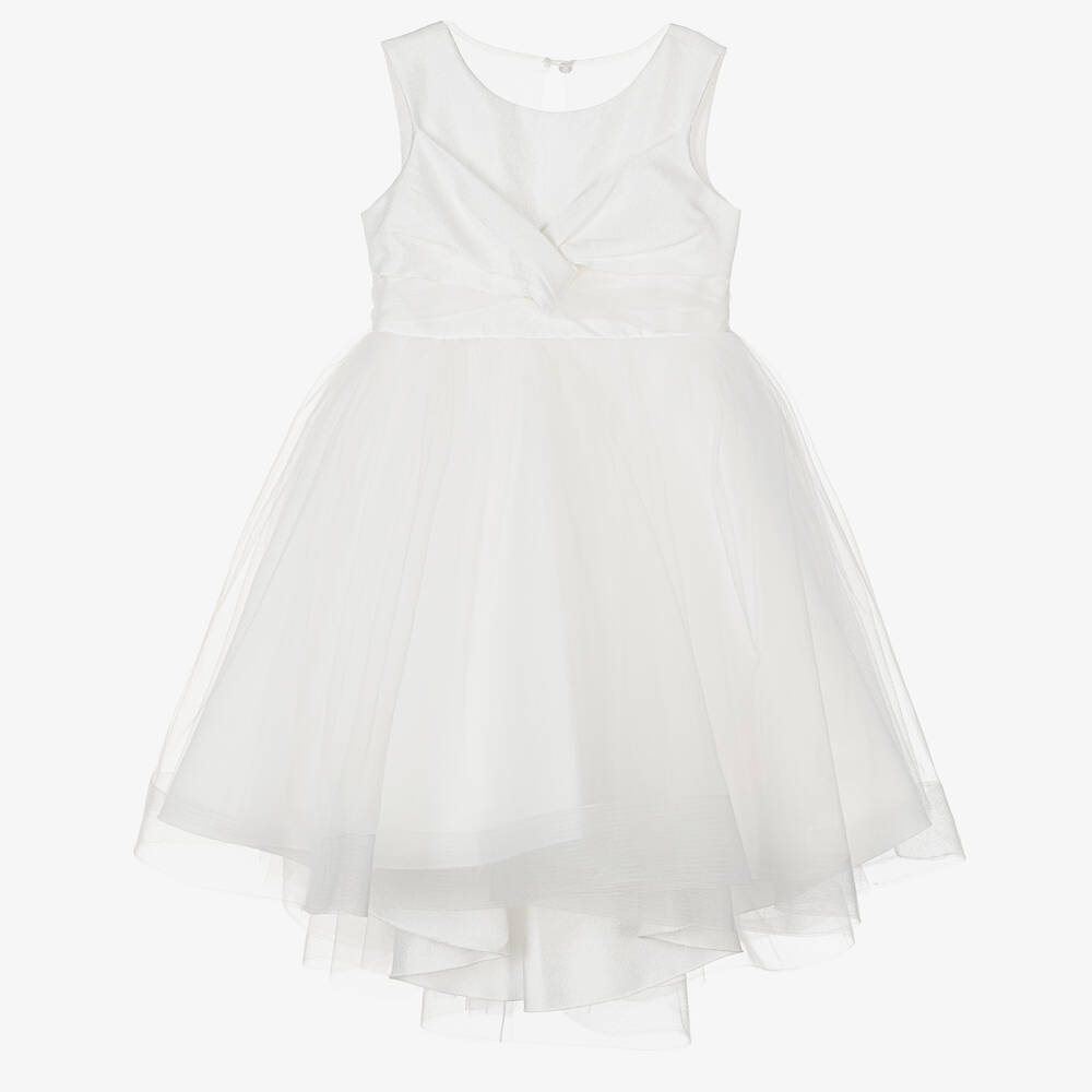 Abel & Lula - Girls White Tulle Waterfall Dress | Childrensalon