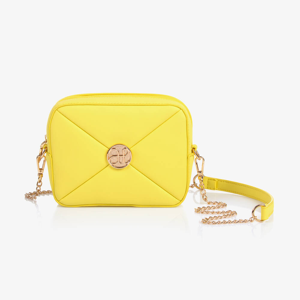 Abel & Lula - Girls Yellow Quilted Faux Leather Bag (17cm) | Childrensalon