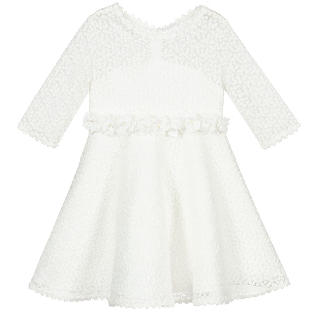 Abel & Lula Kids' Girls White Lace Flower Dress