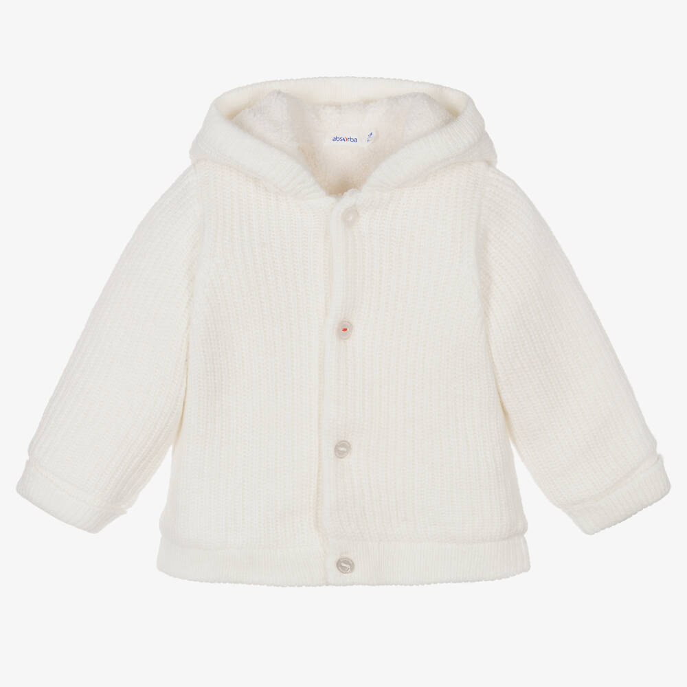 absorba baby white knitted jacket