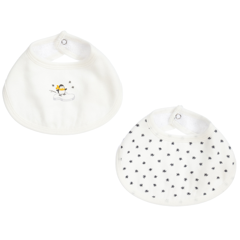 Absorba Ivory Cotton Bibs (2 Pack) In White
