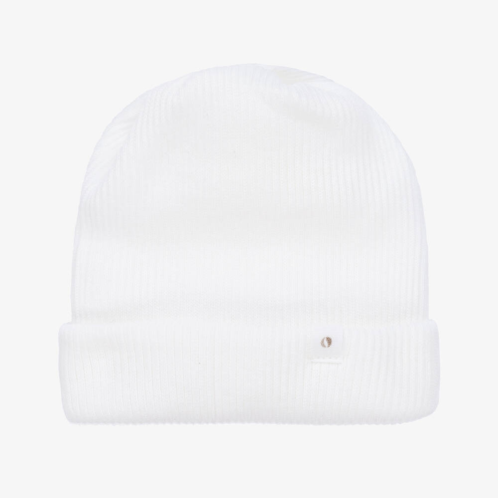 absorba white ribbed cotton baby hat