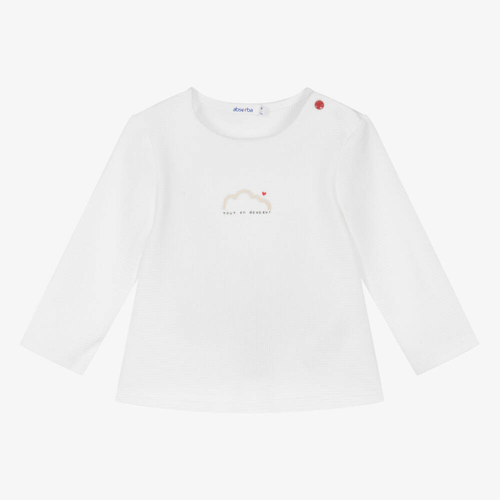 Absorba Babies' White Waffle-knit Ogranic Cotton Top
