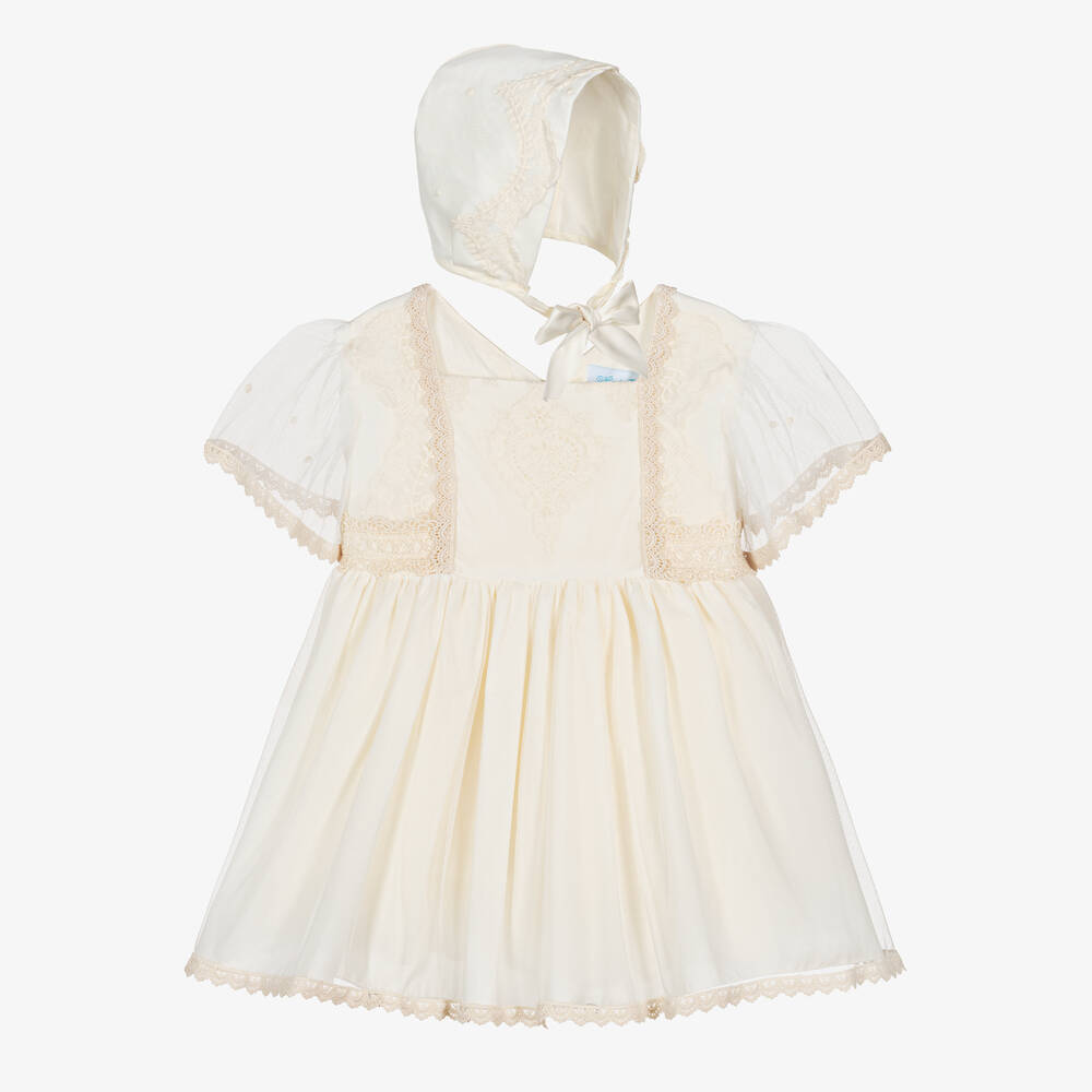 Abuela Tata - Baby Girls Ivory Embroidered Dress Set | Childrensalon
