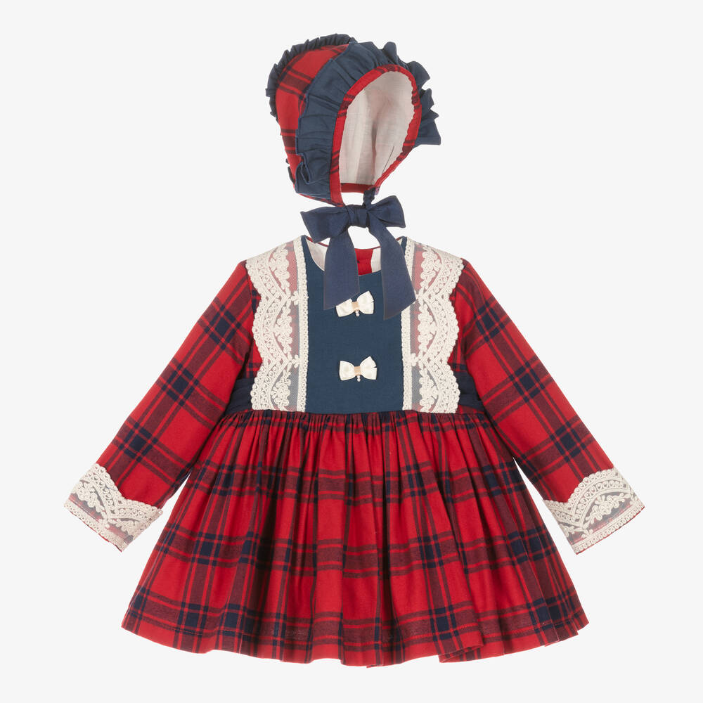 Abuela Tata - Baby Girls Red Tartan Dress Set | Childrensalon