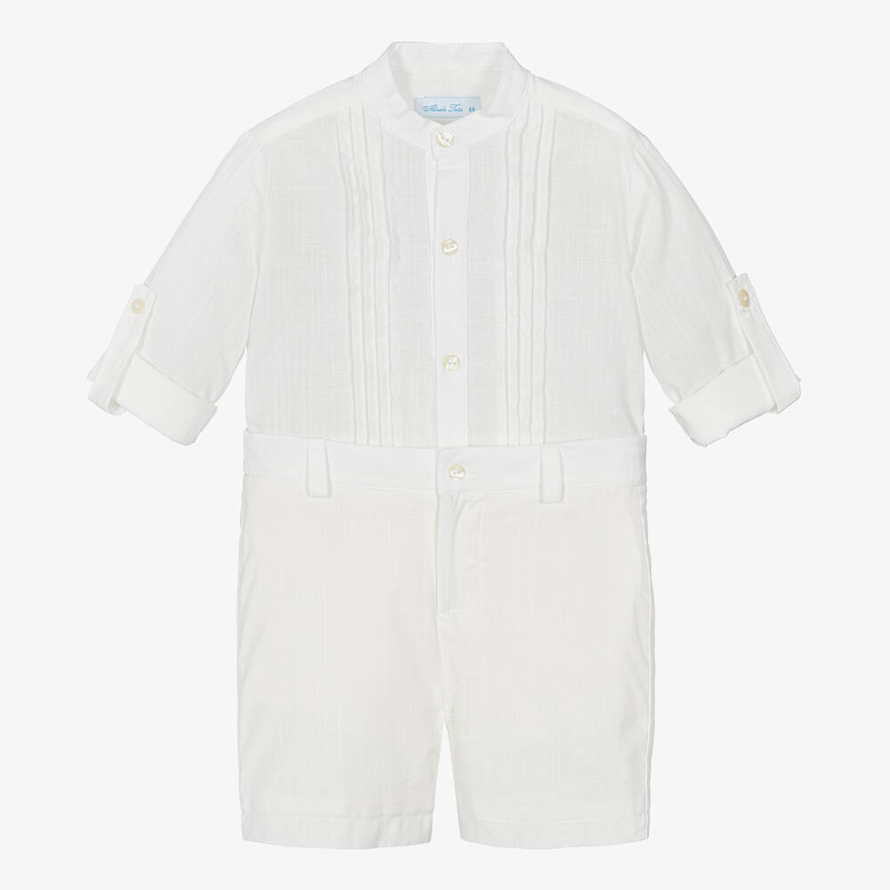 Abuela Tata - Кремовая рубашка и шорты из хлопка для мальчиков | Childrensalon