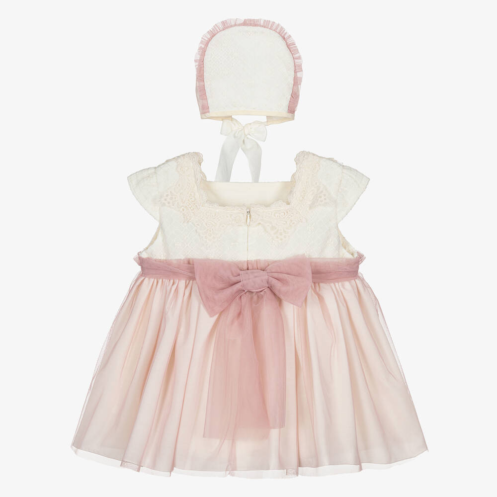 Abuela Tata - Girls Ivory & Pink Tulle Dress Set | Childrensalon
