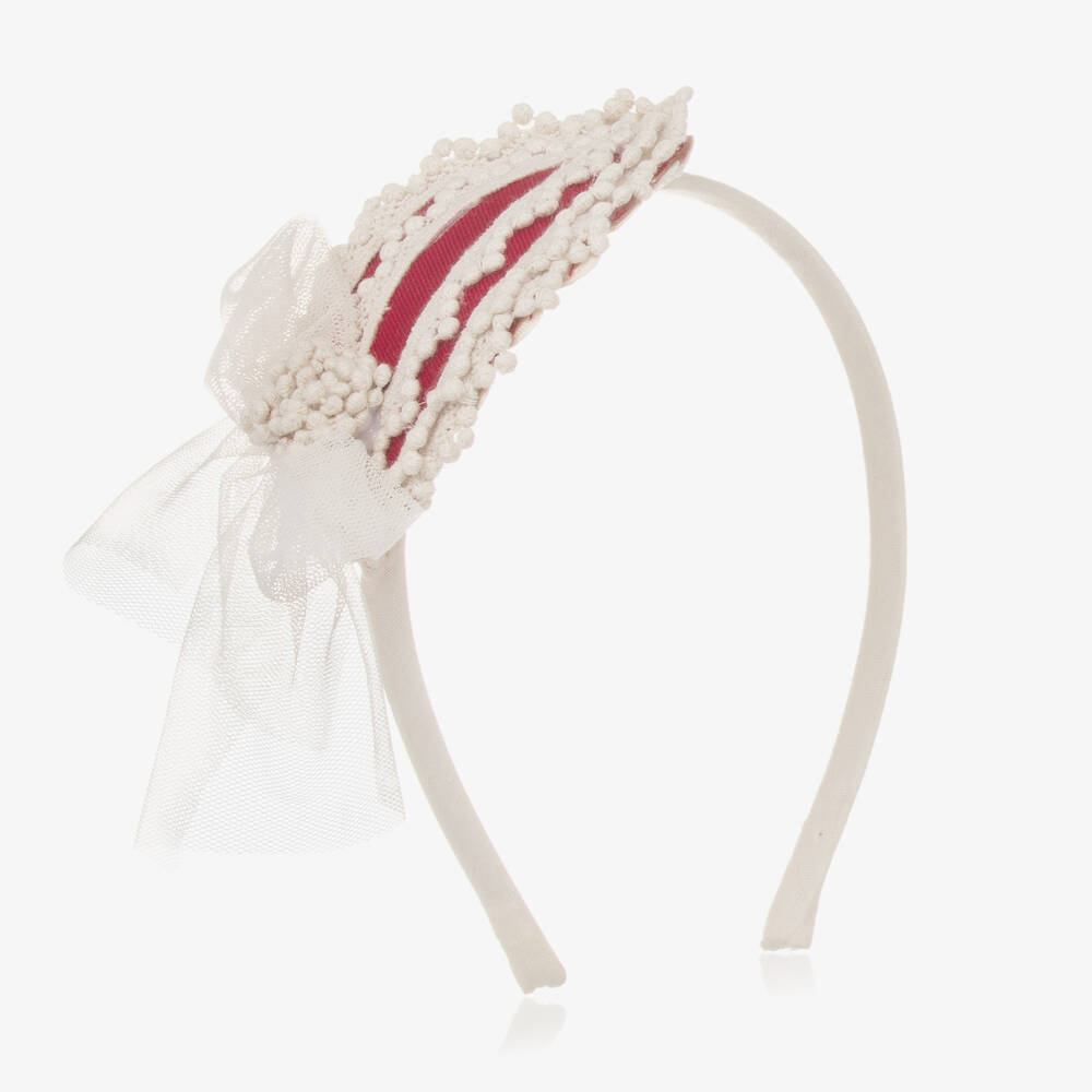 Abuela Tata - Girls Ivory & Red Lace Hairband | Childrensalon