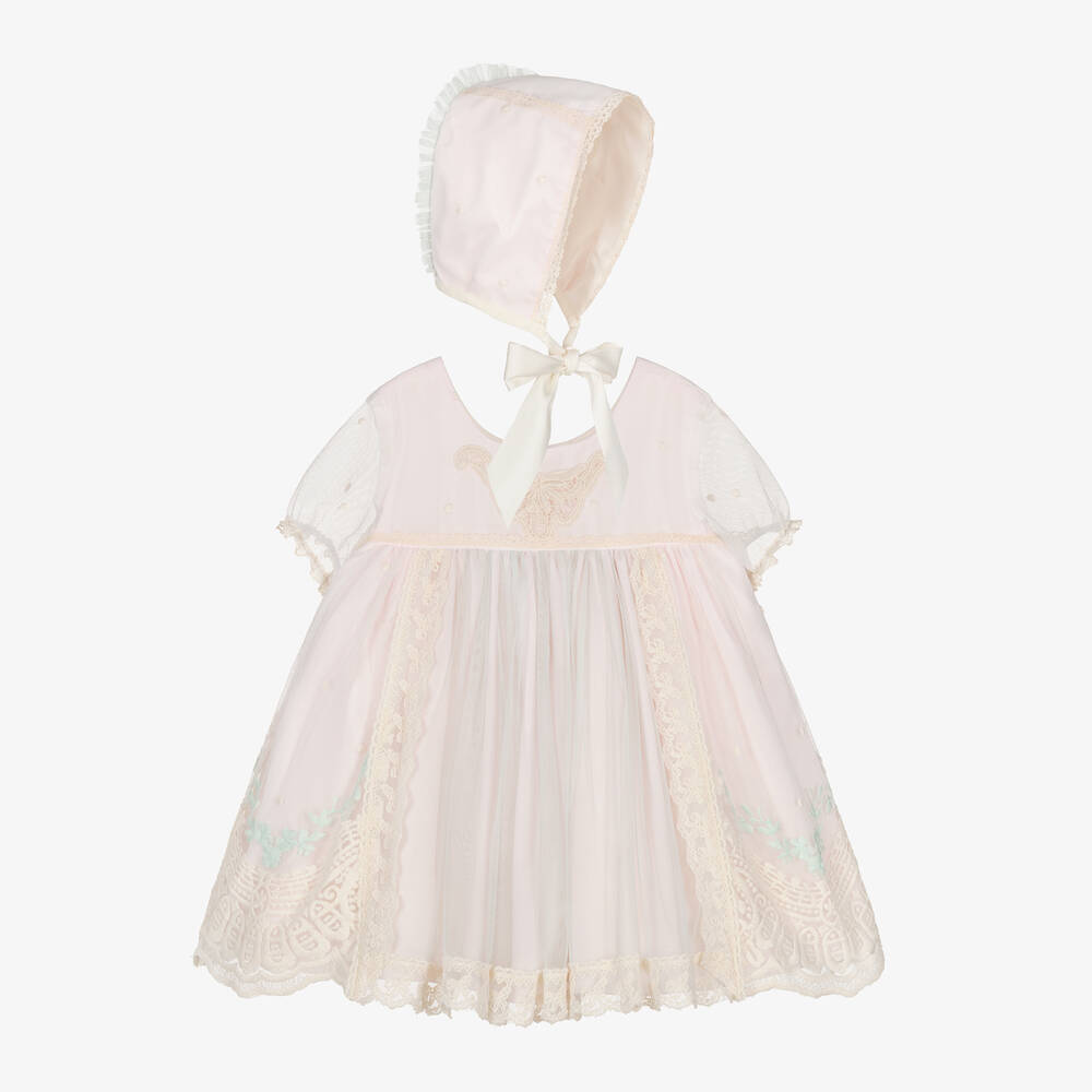 Abuela Tata - Girls Pink & Ivory Tulle Dress Set | Childrensalon