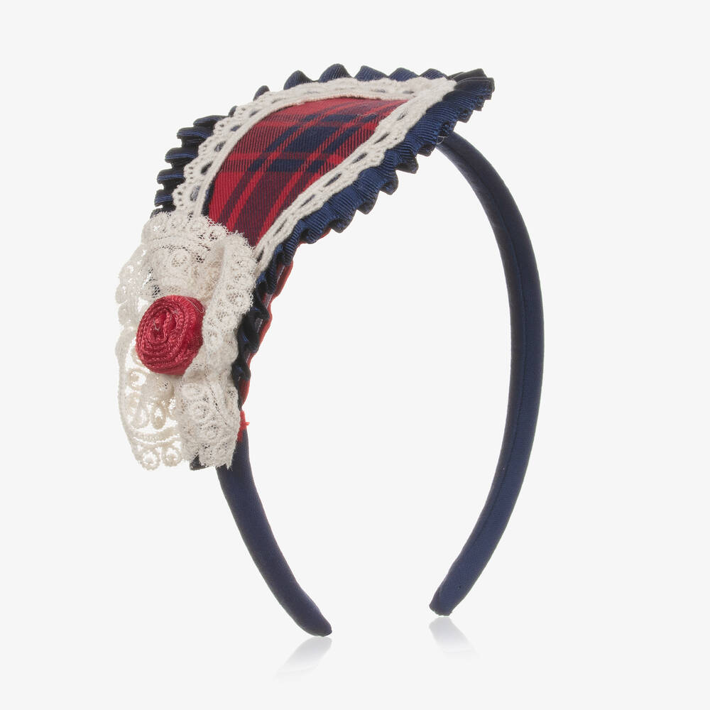 Abuela Tata - Girls Red & Blue Tartan Hairband | Childrensalon