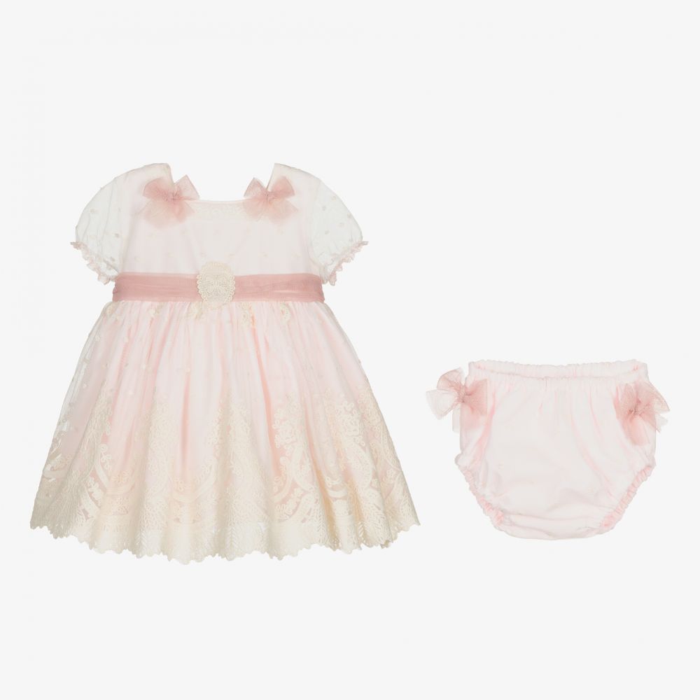 Abuela Tata - Pink & Ivory Lace Dress Set | Childrensalon