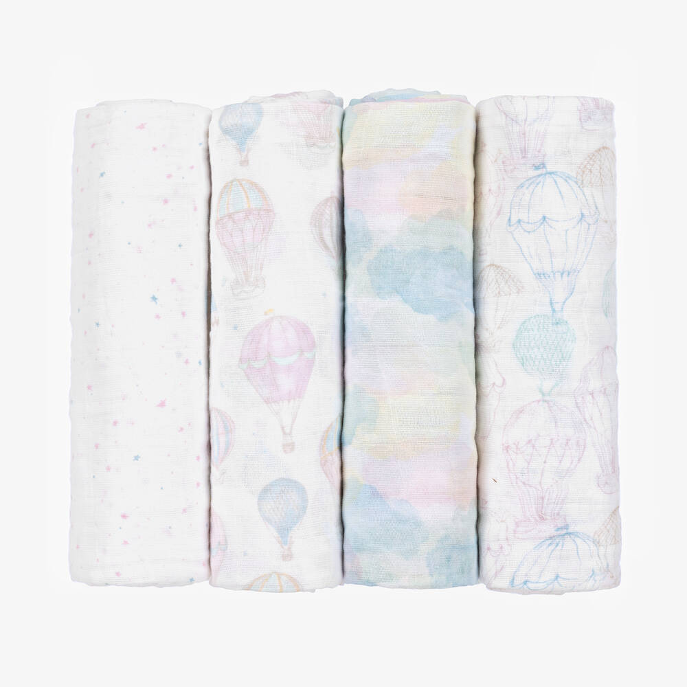 Aden + Anais Babies'  Organic Cotton Muslin Swaddles (4 Pack) In White