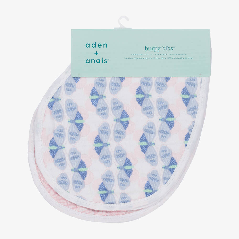 aden + anais - Pink & Blue Cotton Muslin Burpy Bibs (2 Pack) | Childrensalon
