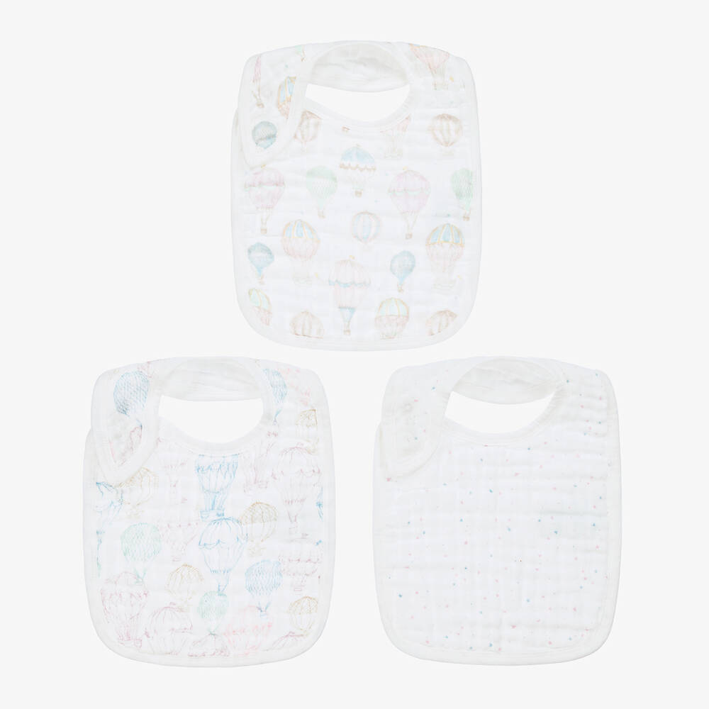 aden + anais - White Organic Cotton Baby Bibs (3 Pack) | Childrensalon