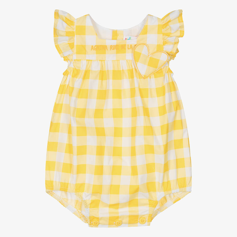 Shop Agatha Ruiz De La Prada Baby Girls Yellow Gingham Cotton Shortie