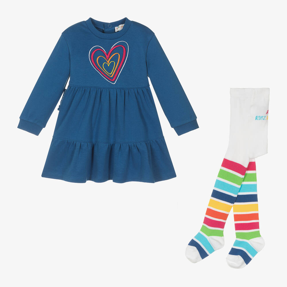 Agatha Ruiz de la Prada - Girls Blue Cotton Dress Set | Childrensalon