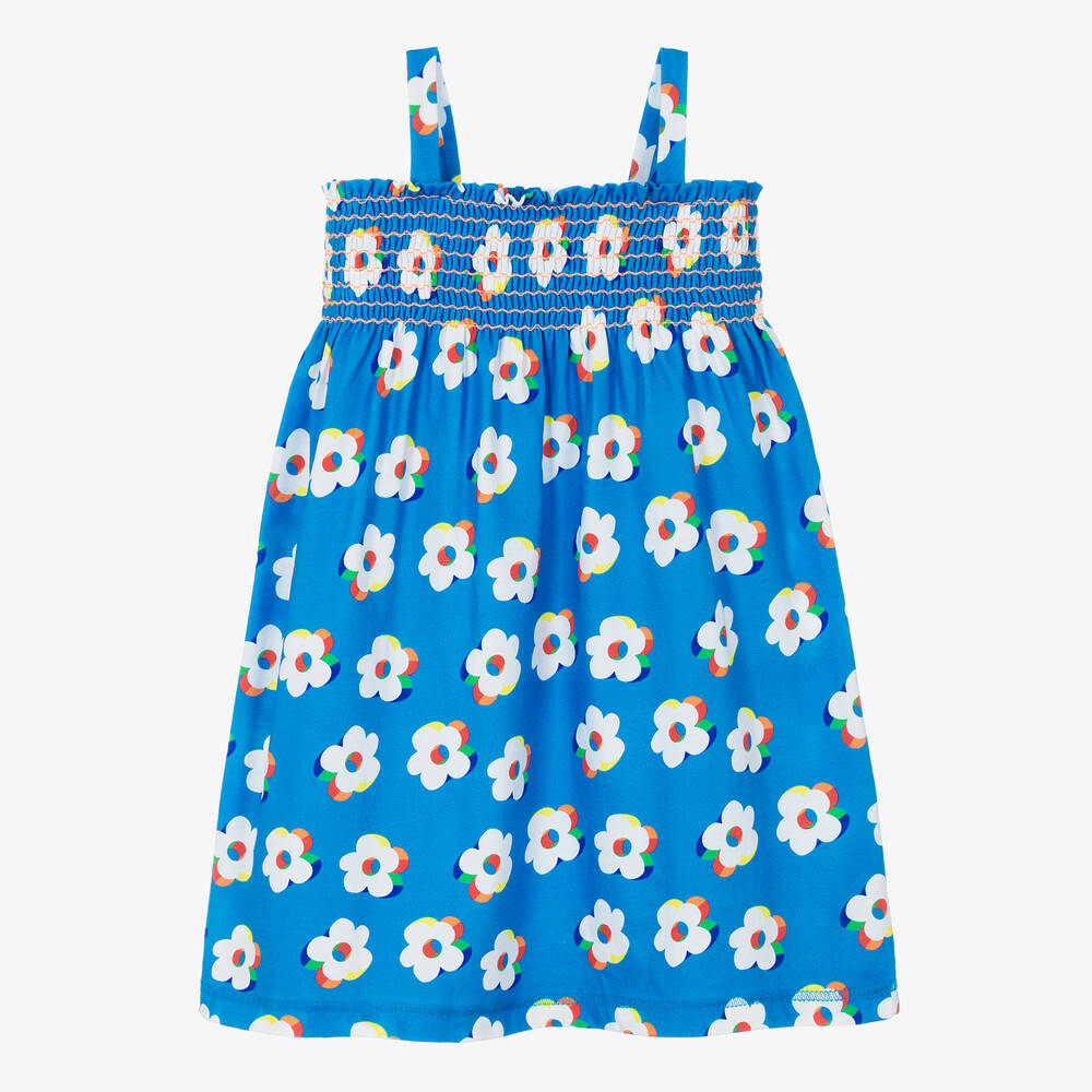 Shop Agatha Ruiz De La Prada Girls Blue Floral Cotton Dress