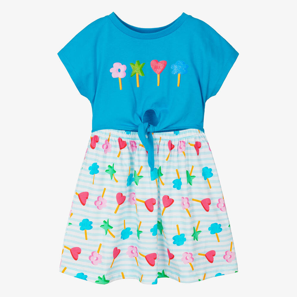 Agatha Ruiz de la Prada - Girls Blue Lollipop Cotton Dress | Childrensalon