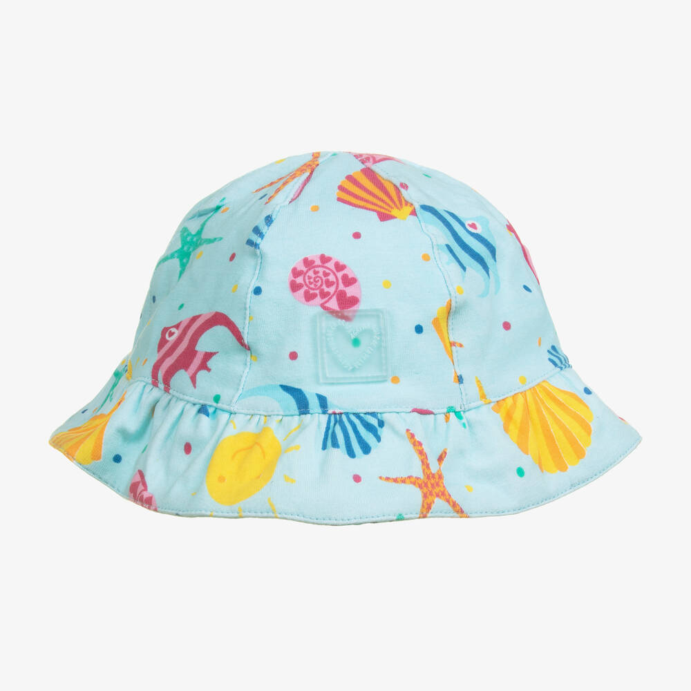 Agatha Ruiz De La Prada Babies'  Girls Blue Sea Life Cotton Jersey Hat