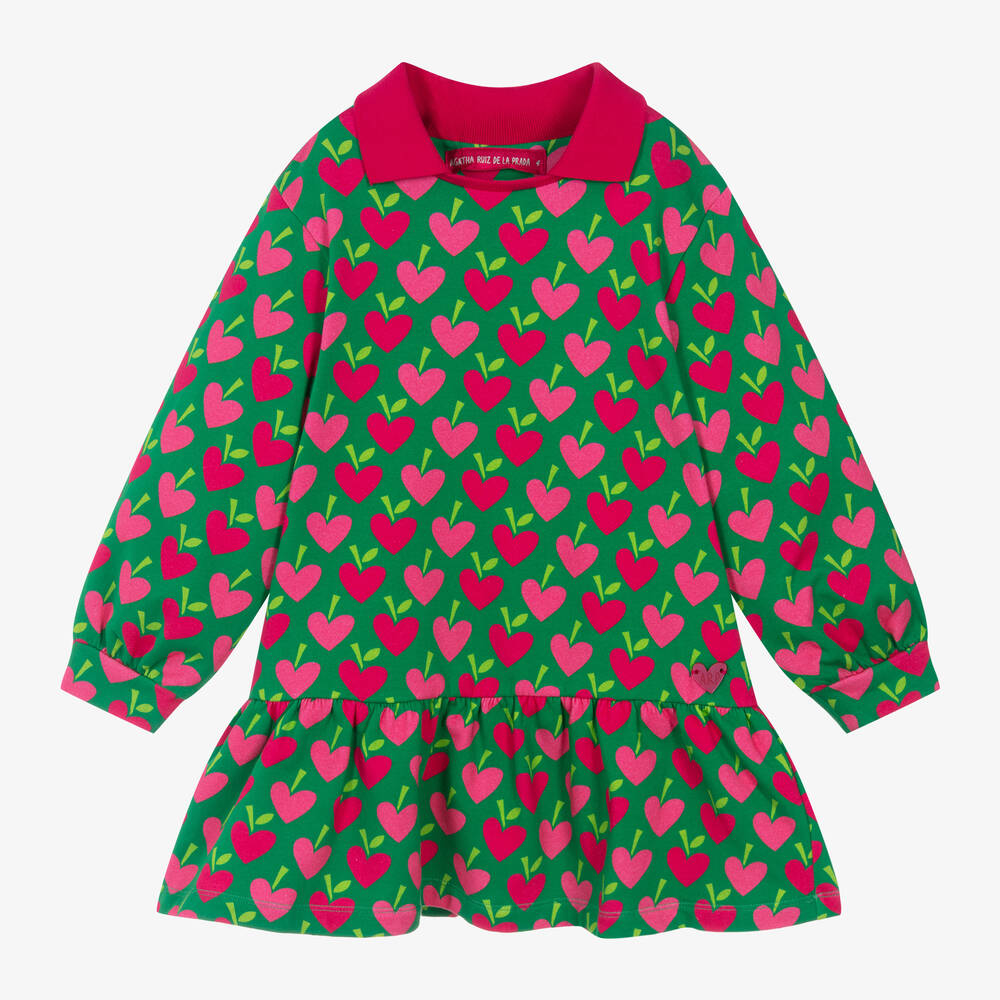 Agatha Ruiz de la Prada - Girls Green Cotton Strawberry Dress | Childrensalon