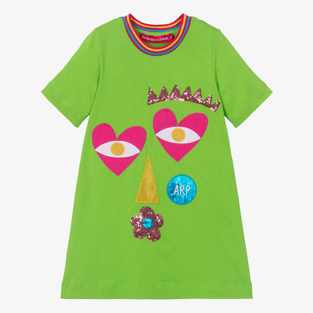 Shop Agatha Ruiz De La Prada Girls Green Cotton T-shirt Dress