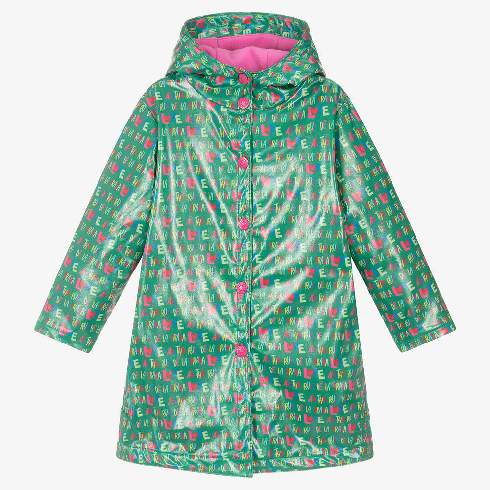 Agatha Ruiz De La Prada Babies'  Girls Green Hooded Raincoat