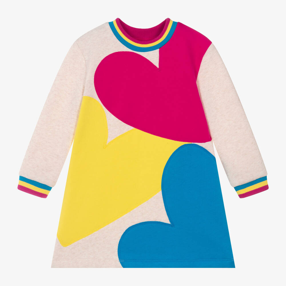 Agatha Ruiz de la Prada - Girls Ivory Cotton Sweatshirt Heart Dress | Childrensalon