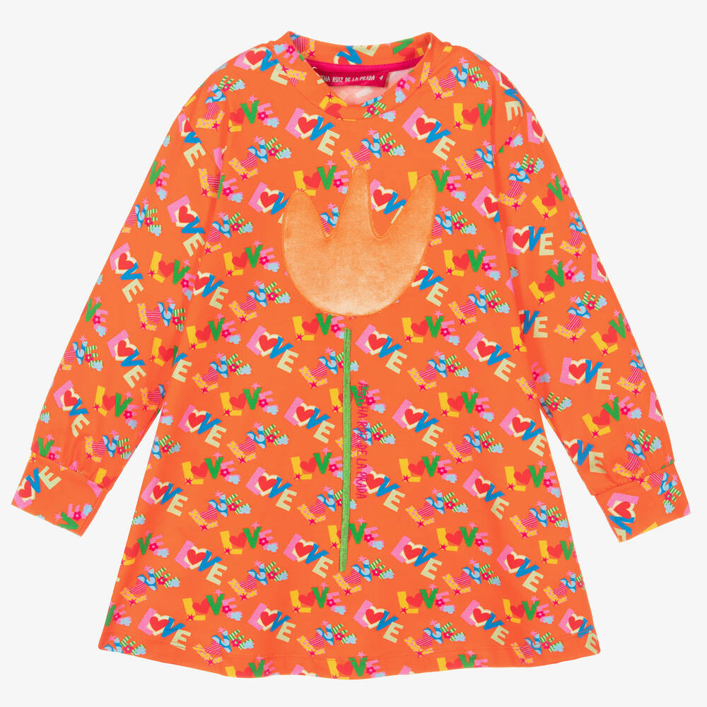 Agatha Ruiz De La Prada Kids'  Girls Orange Cotton Dress