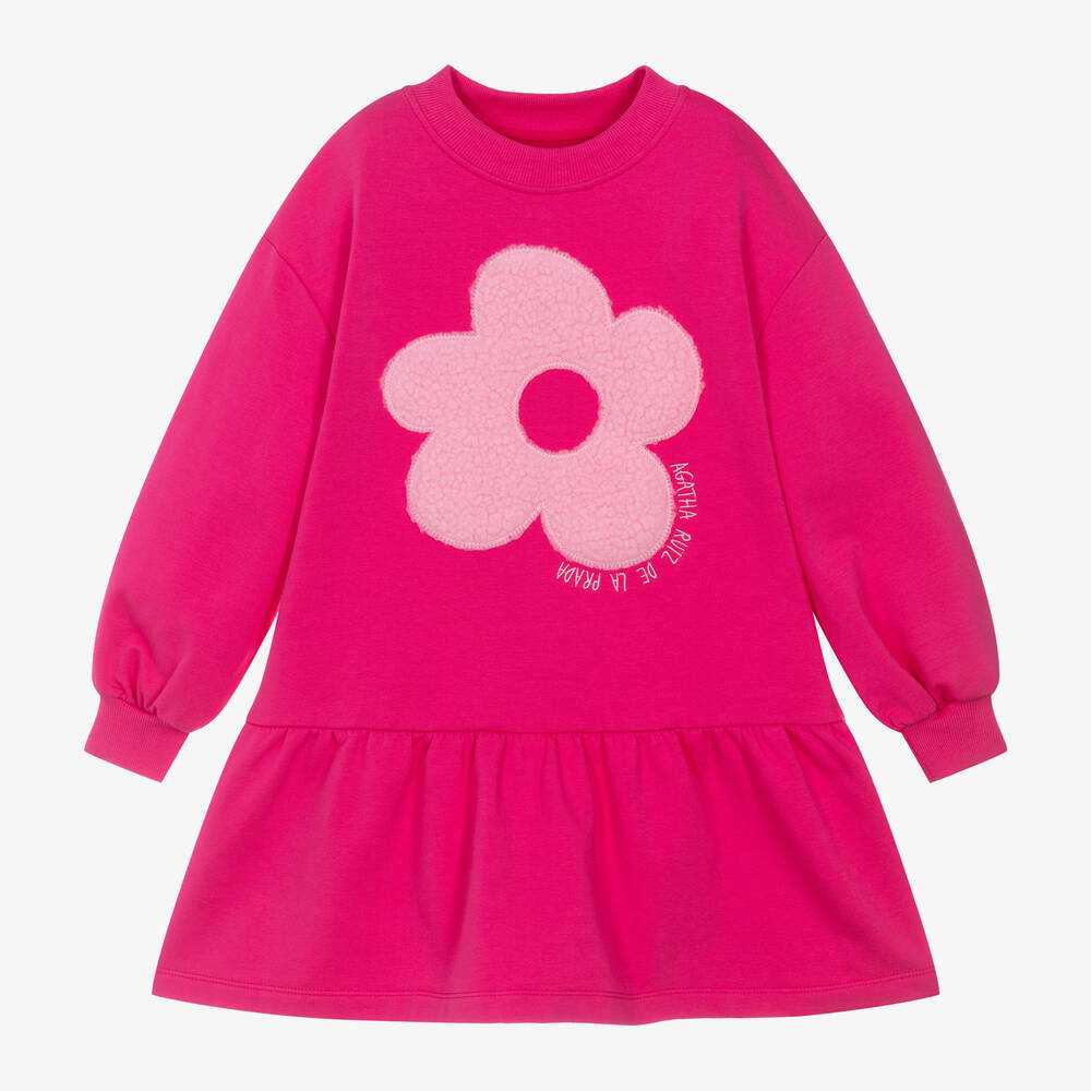 Agatha Ruiz de la Prada - Girls Pink Cotton Flower Dress | Childrensalon