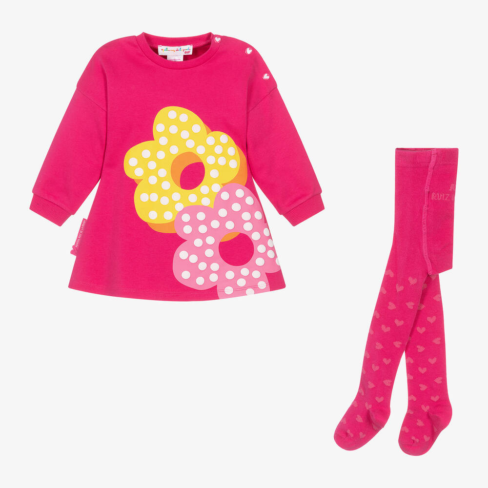 Agatha Ruiz de la Prada - Girls Pink Cotton Flower Dress Set | Childrensalon