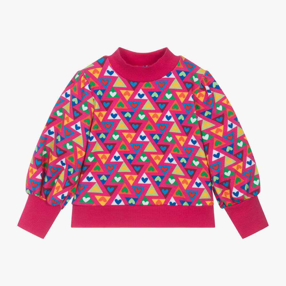 Agatha Ruiz de la Prada - Girls Pink Cotton Heart Sweatshirt | Childrensalon