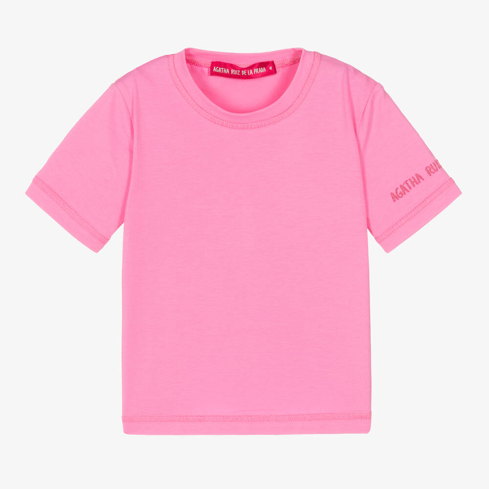 Agatha Ruiz De La Prada Kids'  Girls Pink Cotton Jersey T-shirt