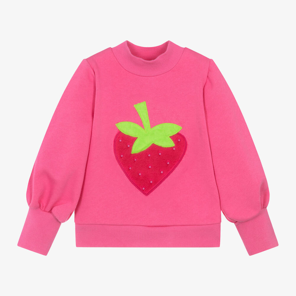 Agatha Ruiz de la Prada - Girls Pink Cotton Strawberry Sweatshirt | Childrensalon