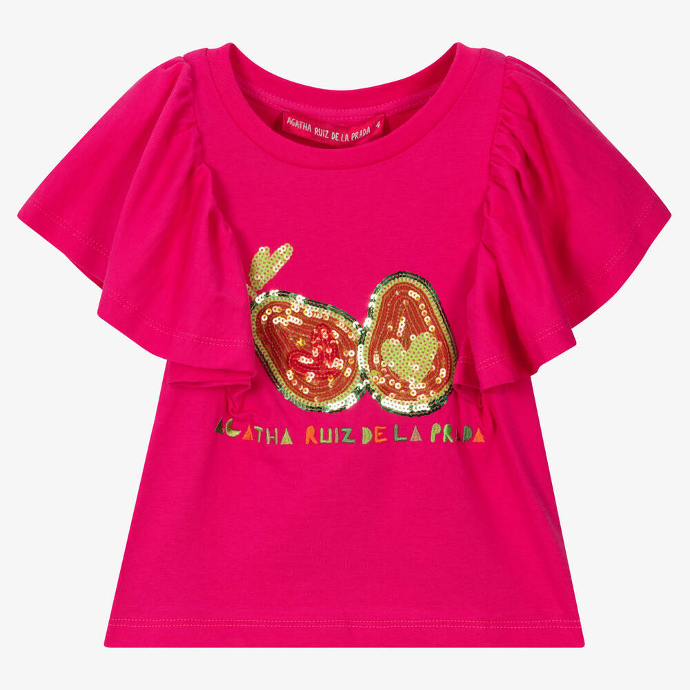 Agatha Ruiz De La Prada Babies'  Girls Pink Cotton T-shirt