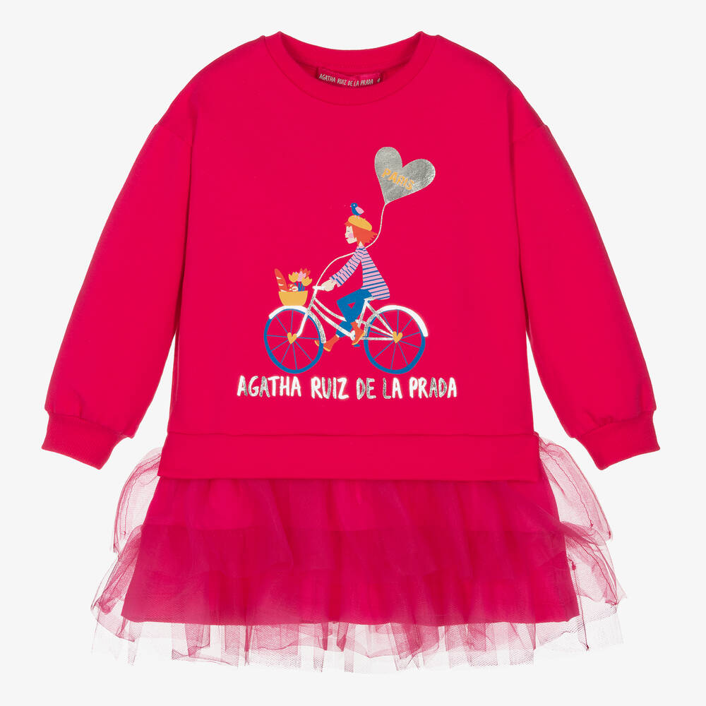 Agatha Ruiz De La Prada Kids'  Girls Pink Cotton & Tulle Dress