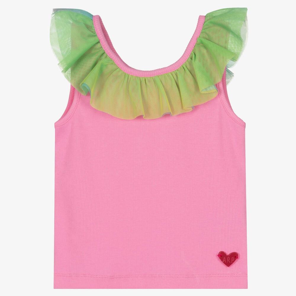 Agatha Ruiz De La Prada Kids'  Girls Pink Cotton & Tulle Vest Top