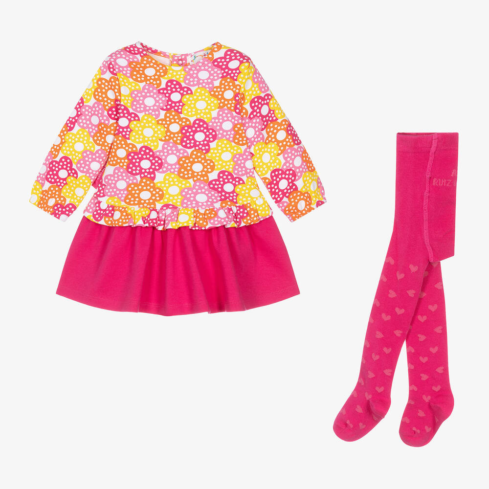 Agatha Ruiz de la Prada - Girls Pink Floral Cotton Dress Set | Childrensalon