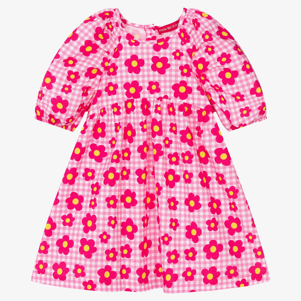 Agatha Ruiz De La Prada Babies'  Girls Pink Floral Gingham Dress