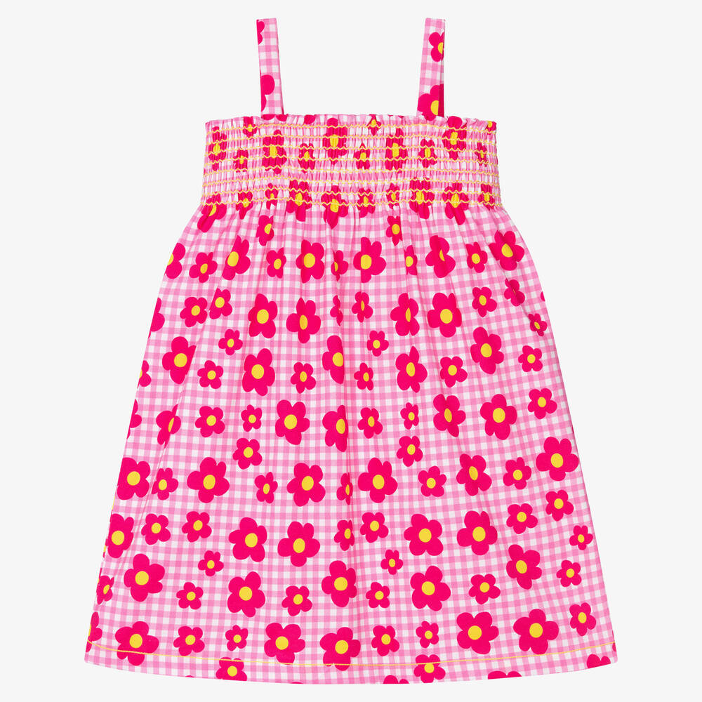 Agatha Ruiz De La Prada Kids'  Girls Pink Floral Gingham Dress