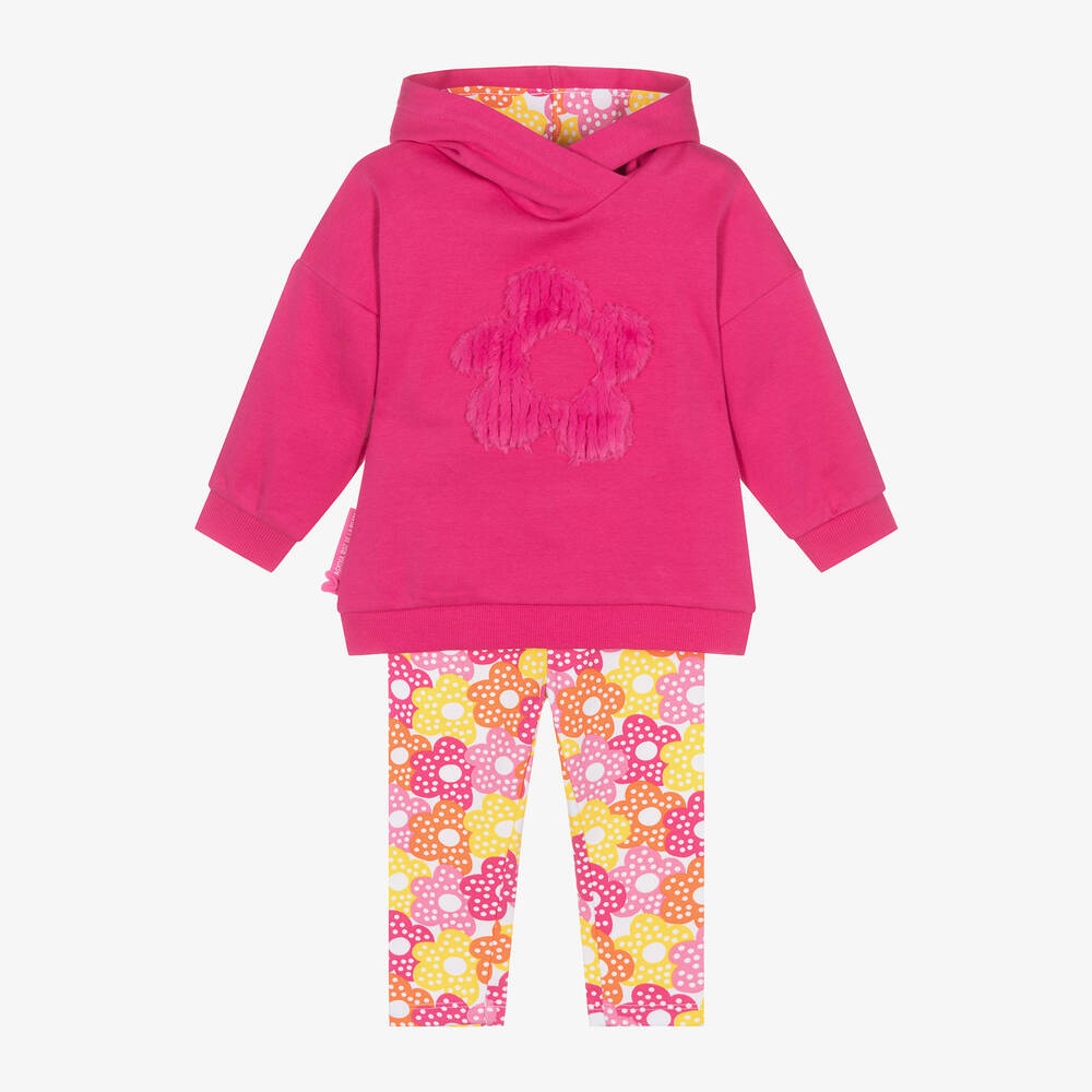 Agatha Ruiz de la Prada - Girls Pink Floral Print Cotton Leggings Set | Childrensalon