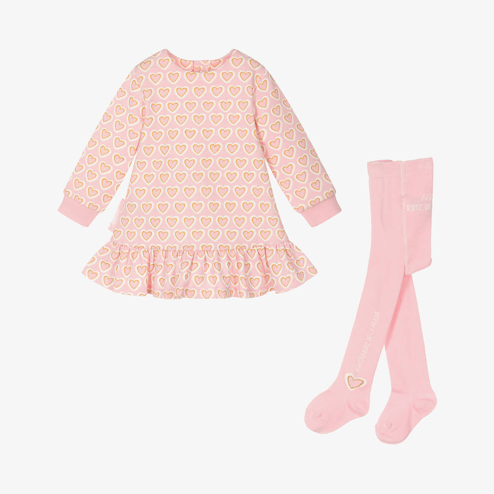 Agatha Ruiz de la Prada - Girls Pink Heart Dress Set | Childrensalon