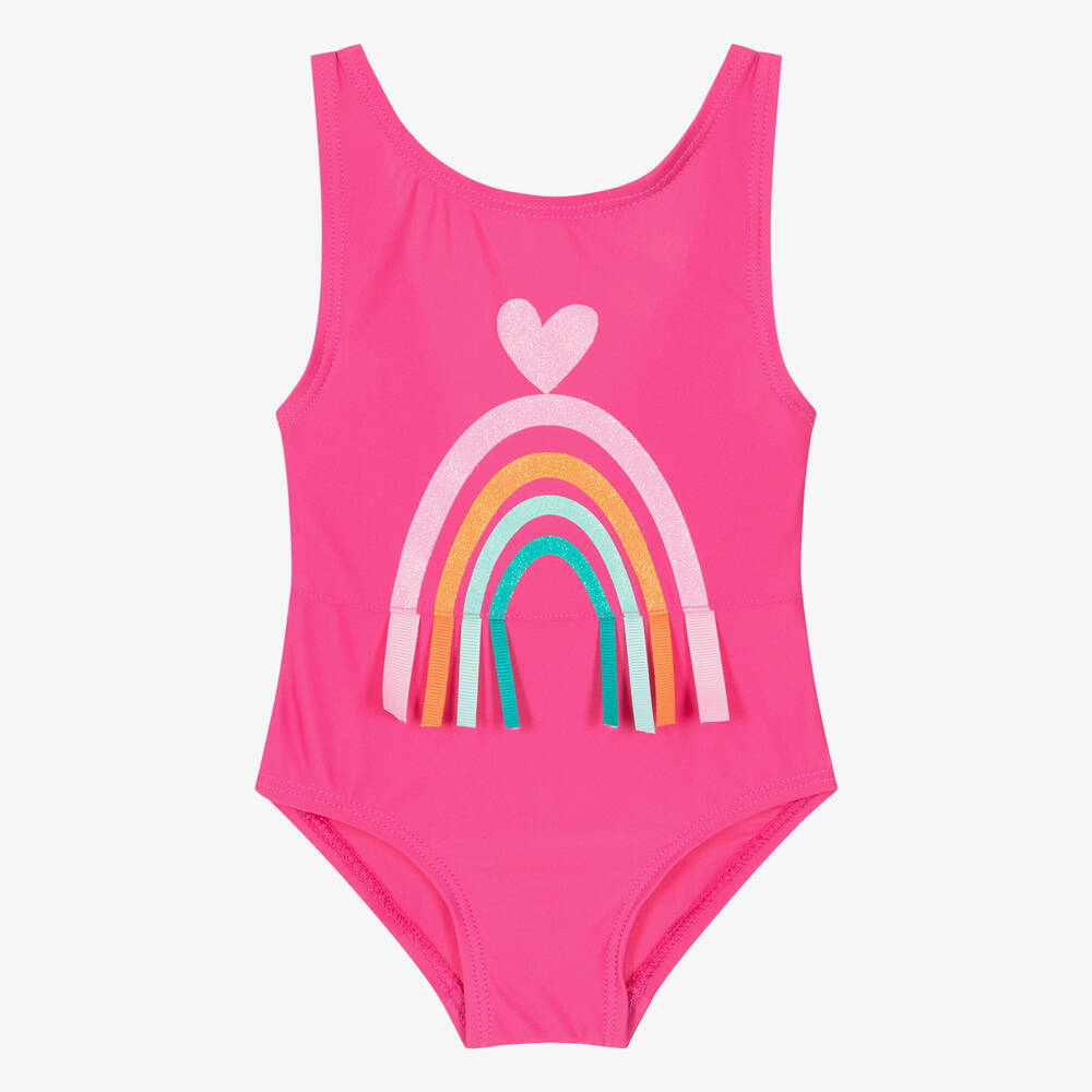 Agatha Ruiz de la Prada - Girls Pink Heart & Rainbow Swimsuit | Childrensalon