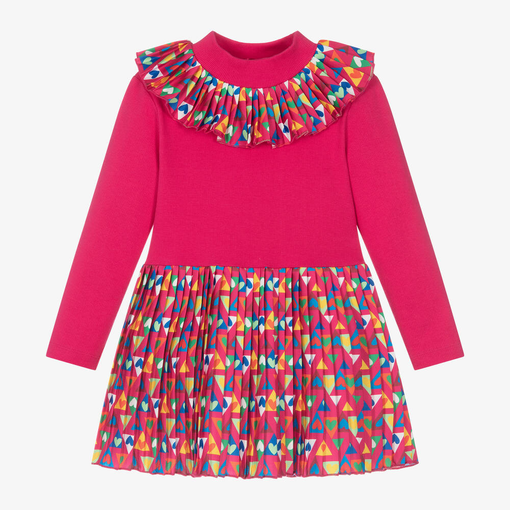 Agatha Ruiz de la Prada - Girls Pink Pleated Heart Dress | Childrensalon