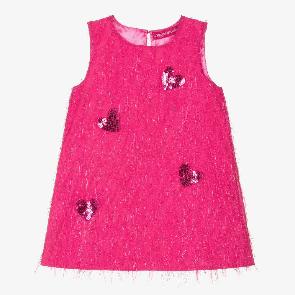 Agatha Ruiz de la Prada - Girls Pink Sequin Heart Dress | Childrensalon